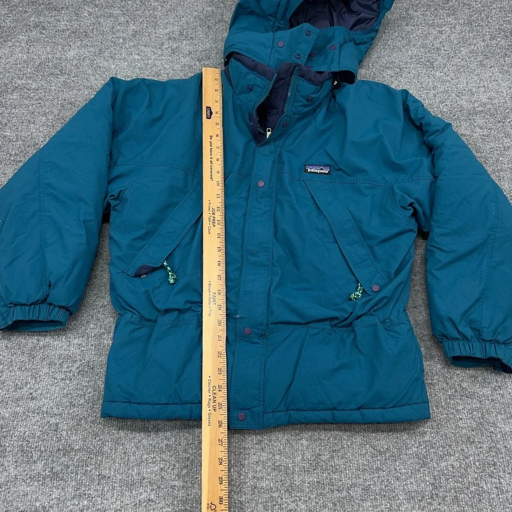 Vintage 90s Patagonia Jacket Kids XL Blue Guide Parka‎ Nylon Hooded Full Zip
